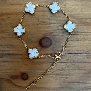 Gold and White Clover Bracelet